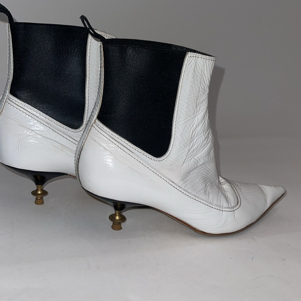 Vivienne Westwood ORB HELLS Boots IN WHITE LEATHER PATENT IT38 - used - no box